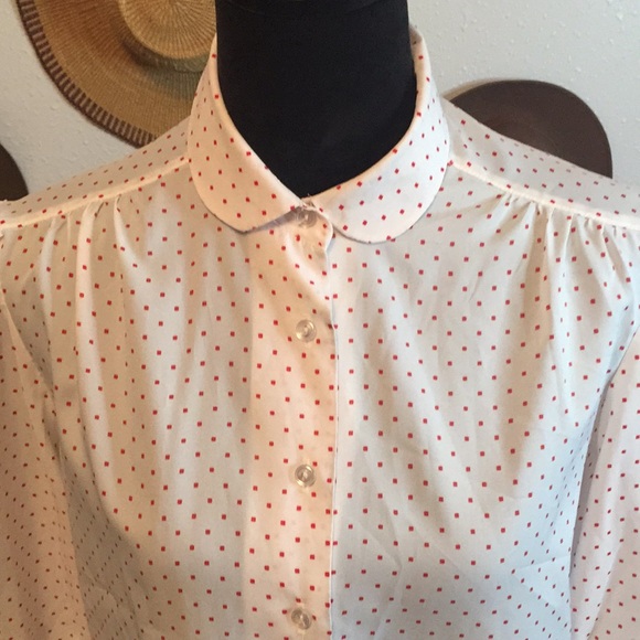 VTG 70’s donnkenny Polkadot Button Down Blouse - Picture 3 of 12